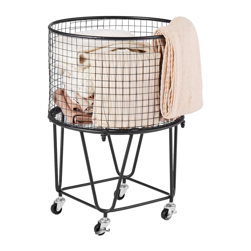 VEVOR Laundry Basket with Wheels, Metal Storage Cart Deep Set Rolling Mesh La...