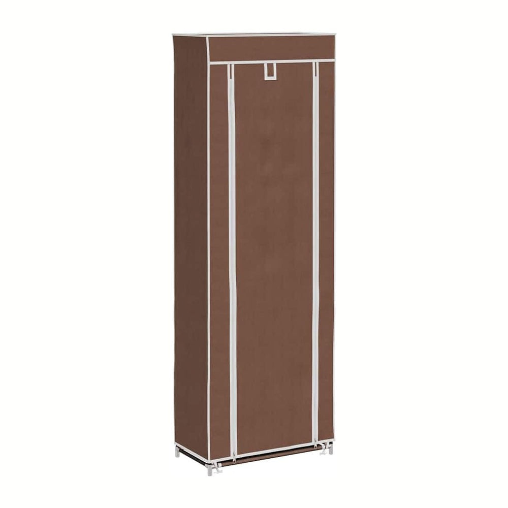 vidaXL Fabric Shoe Cabinet with Cover 22" x 11" x 64" Brown