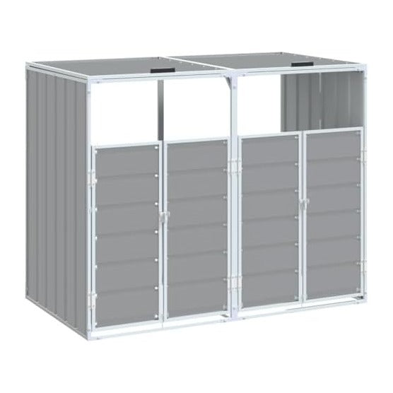 vidaXL Wheelie Bin Storage for Double Bins Gray 56.7"x31.9"x44.5&qu...