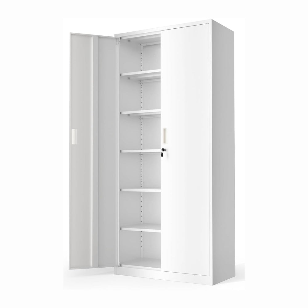 VINGLI Metal Garage Storage Cabinet with 2 Doors and 5 Adjustable Shelves, 71...