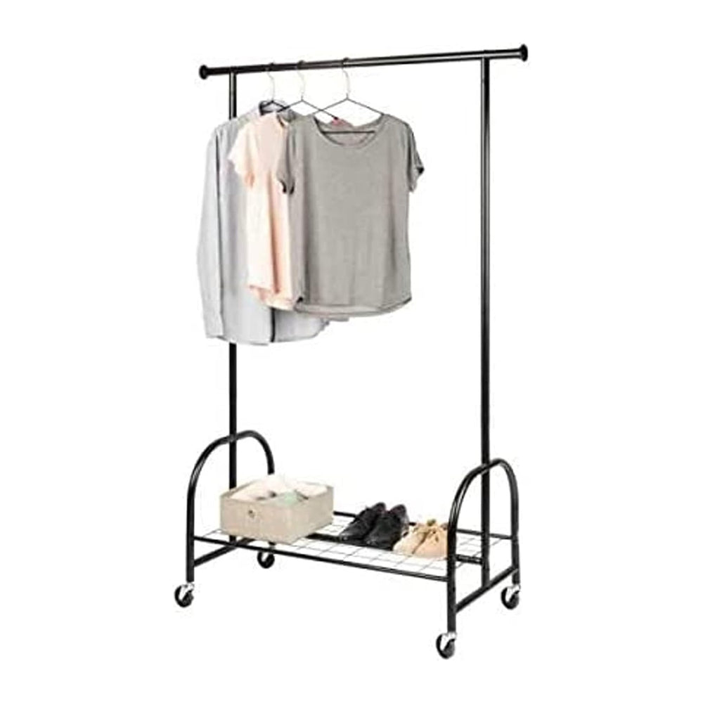 WENKO Clothing Rack, Rolling Clothes Rack with Bottom Shelf, Hanging Clothes ...