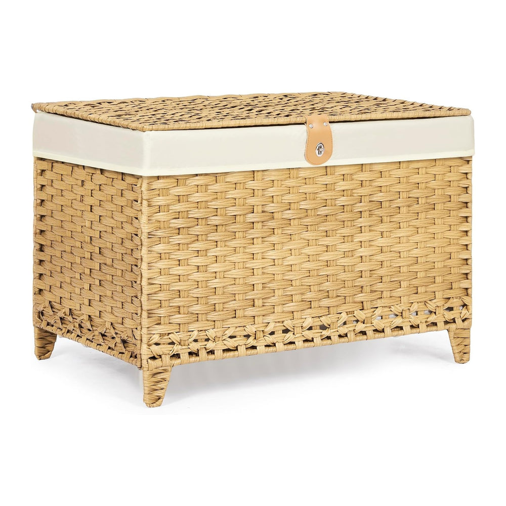 Wicker Storage Basket with Lid, 200L Storage Bin with Removable Liner Bag