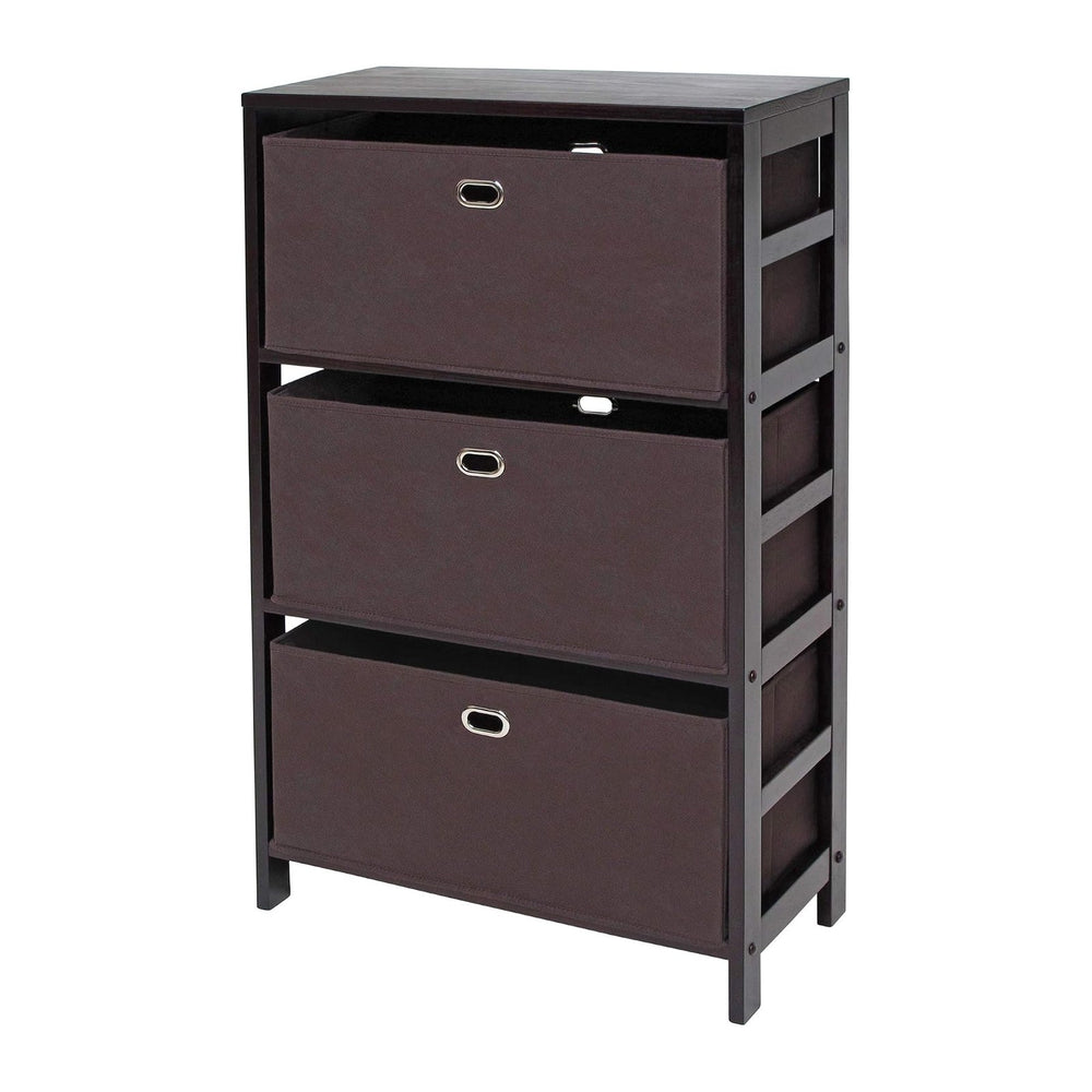 Winsome Torino 4-PC Set Shelf w/Black Fabric Baskets Storage and Organization...
