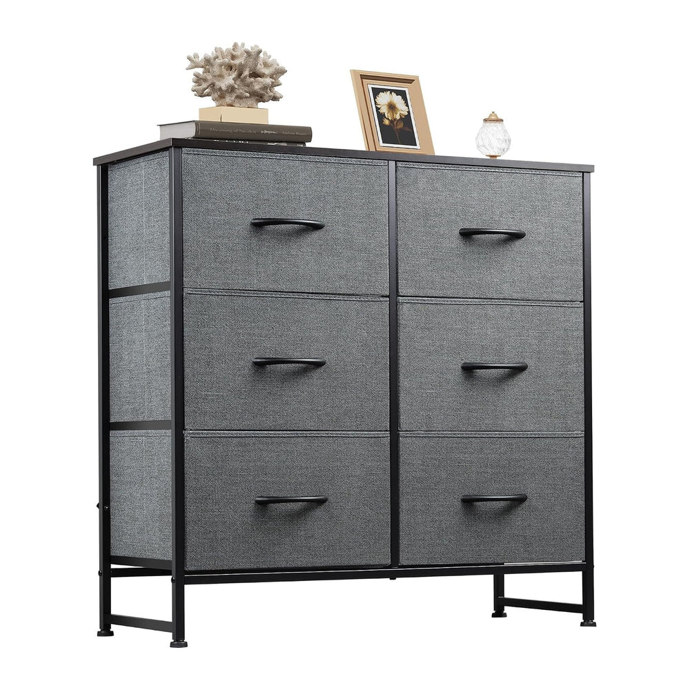 WLIVE Dresser for Bedroom with 6 Drawers, Dark Grey