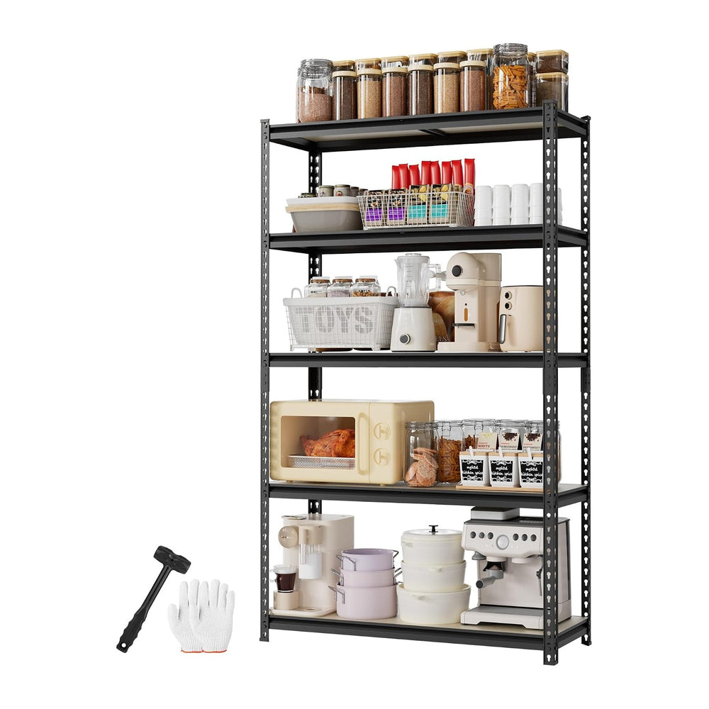 WORKPRO 2180LBS Capacity 5-Tier Black Shelving, 35.4”Wx11.8”Dx72”H