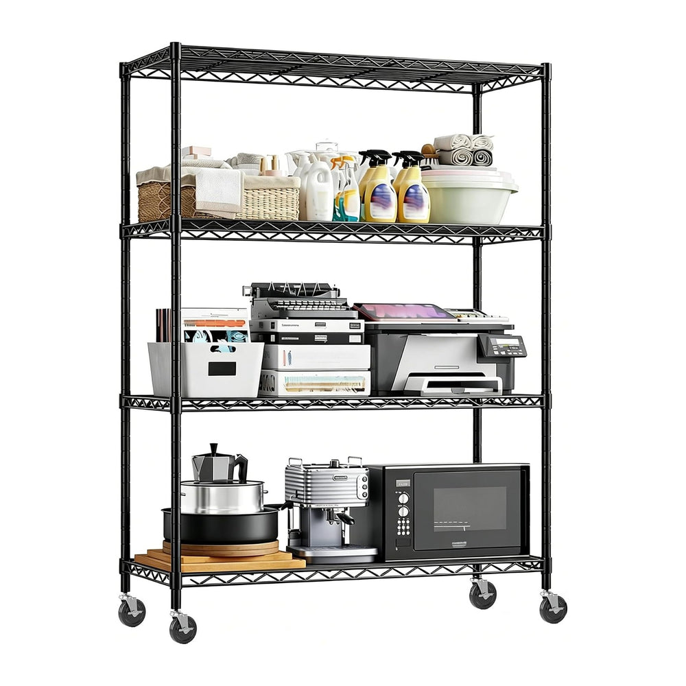 Xcity Storage Shelves, 4 Tier Heavy Duty Metal Shelving Unit with Wheels, 160...