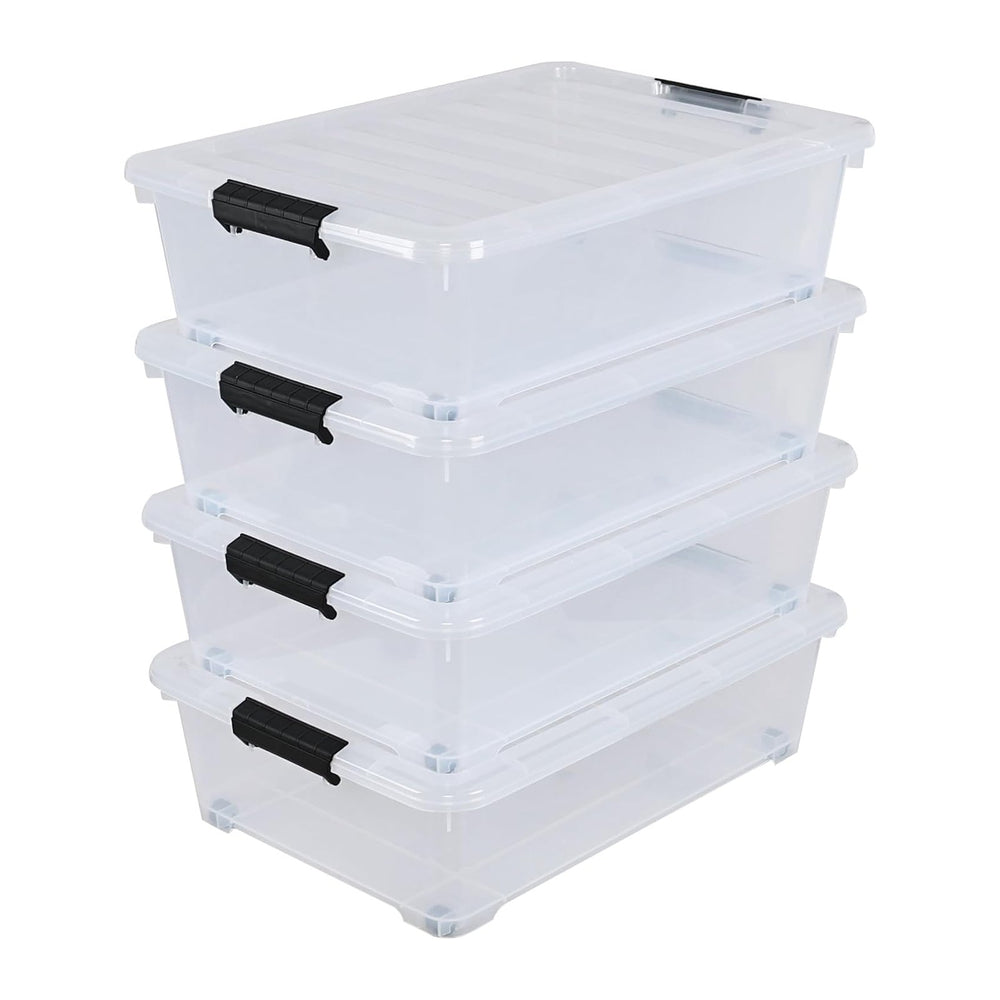 Xyskin 25 Qt Underbed Storage Bins with Wheels, 4-Pack Under Bed Container