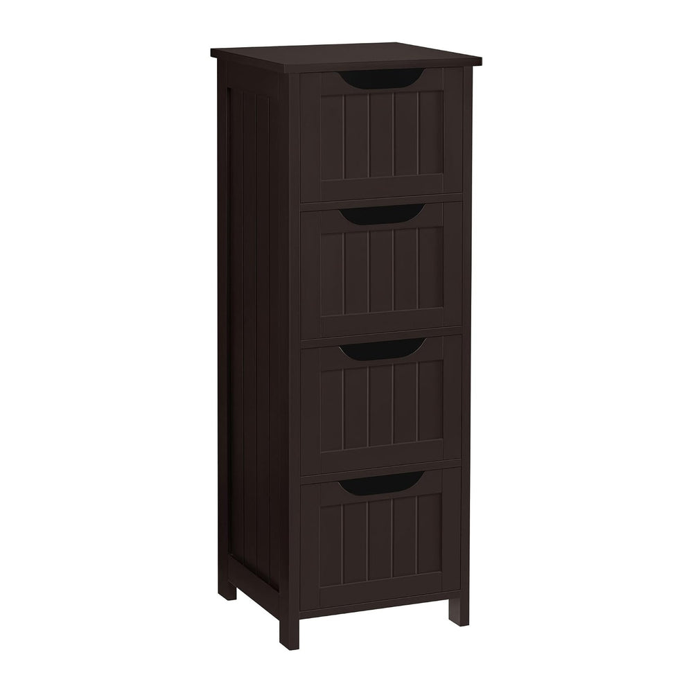 Yaheetech Bathroom Storage Cabinet, 12" W Slim 4-Drawer Design, Espresso