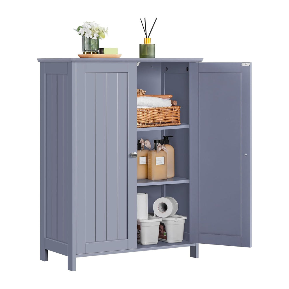 Yaheetech Small Bathroom Storage Cabinet for Towels with 2 Doors, Gray
