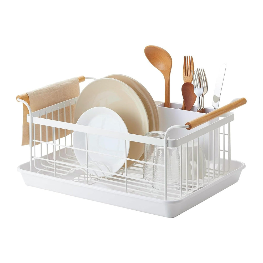 YAMAZAKI Home Dish Drying Rack โ Modern White Dish Rack for Kitchen Counter w...