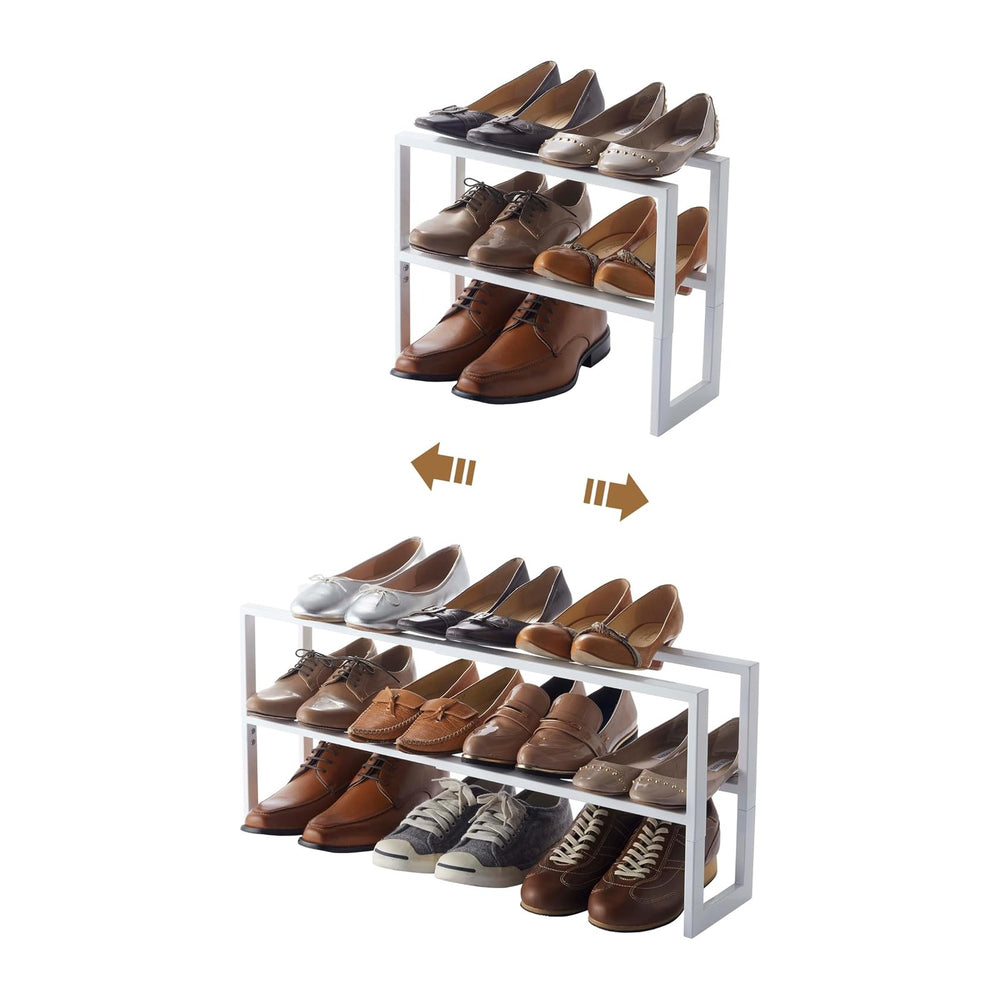 YAMAZAKI Home Expanding Shoe Rack, Metal, Adjustable Steel One Size White