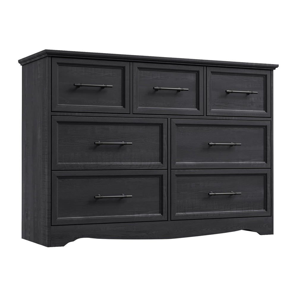 YANSNWO Black 7 Drawer Dresser for Bedroom, 47" Wide Chest of Drawers