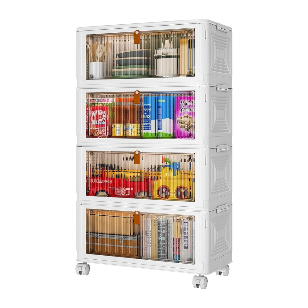 YFXCVSL 4 Tier Plastic Storage Bins with Lid 35QT, Stackable Storage Containe...