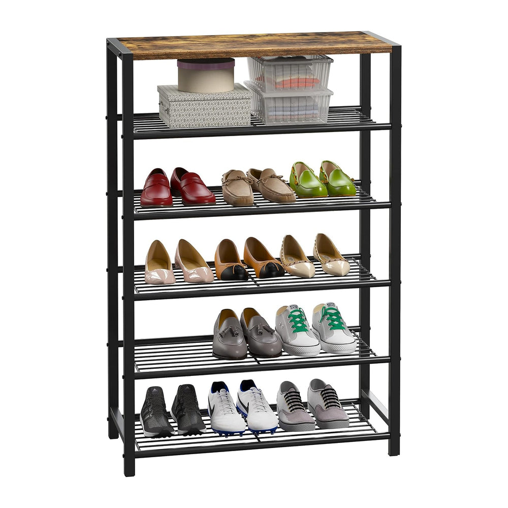 Yusong Shoe Rack Organizer, 6 Tier Industrial Shoe Storage Shelf, Narrow Stur...