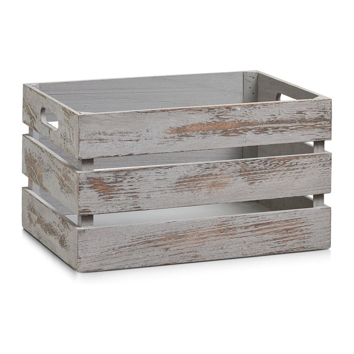 Zeller 15137 Paulownia Wood Storage Box, Vintage Grey, 35 x 25 x 20 cm