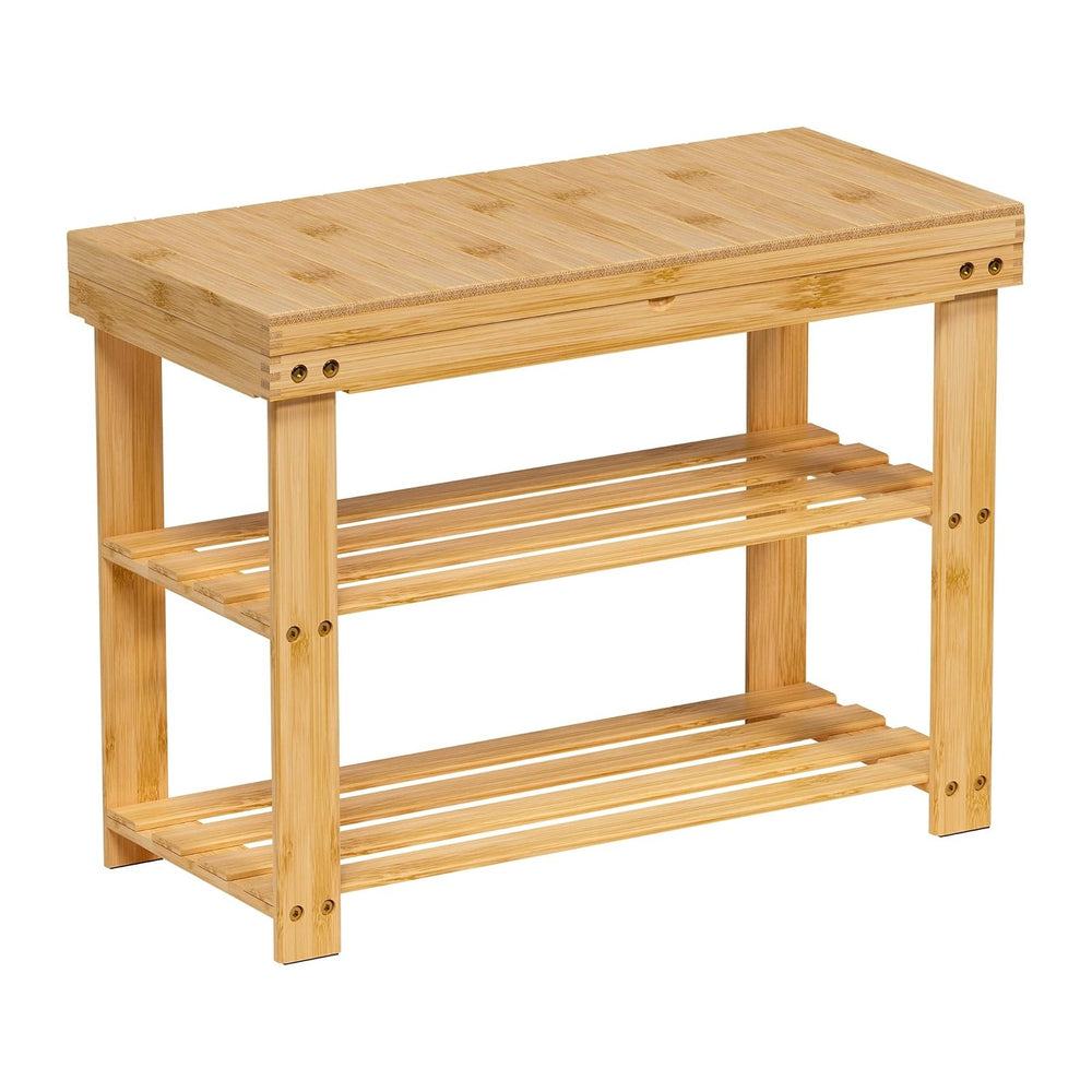 Zhuoyue Bamboo Shoe Rack Wood Bench with Storage Shelf for Entryway Small Spa...