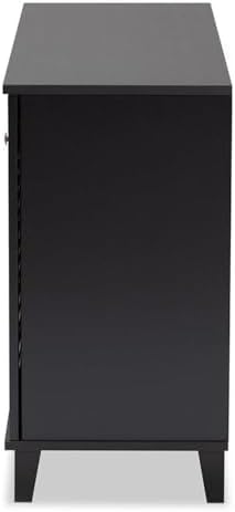 BOWERY HILL Contemporary Wood 8-Shelf Shoe Cabinet, Dark Gray Finish, Solid a...