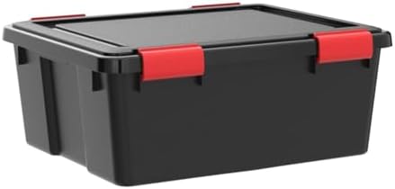 IRIS USA 6-Pack 31 Qt Storage Bins with Gasket Lids, Black/Red