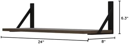 Forbena 24 Inch Long Floating Shelves for Wall Set of 3, Wooden Wall Bookshel...