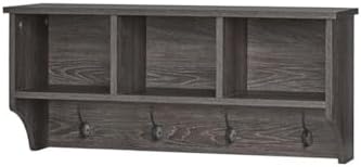 RiverRidge Home Woodbury Collection Cubbies and Hooks Wall Shelf, Dark Weathe...