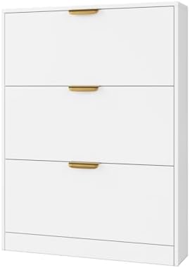 VOWNER Shoe Rack Cabinet with 3 Flip Drawers, Narrow Shoe Storage Cabinet wit...