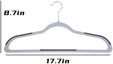 60 Pack Non Slip Hangers, Plastic Clothes Hangers 17.7 Inch - Space Saving Sl...