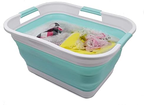 SAMMART 30L (8 gallon) Collapsible Plastic Laundry Basket - Foldable Pop Up S...