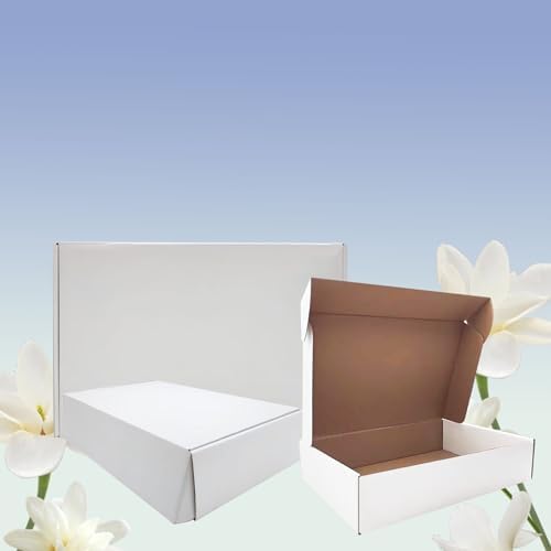 10x10x2 inch Shipping Boxes Set of 25, White Corrugated Cardboard Mailers