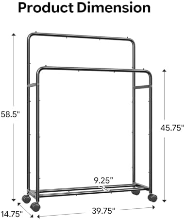 Simple Trending Clothing Clothes Rack, Double Rod Garment Rack, Black
