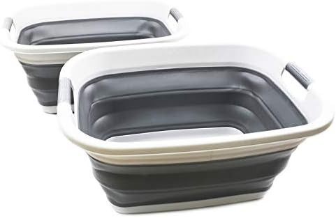 SAMMART Set of 2-31L (8.1 Gallon) Collapsible Plastic Laundry Basket-Pop Up S...