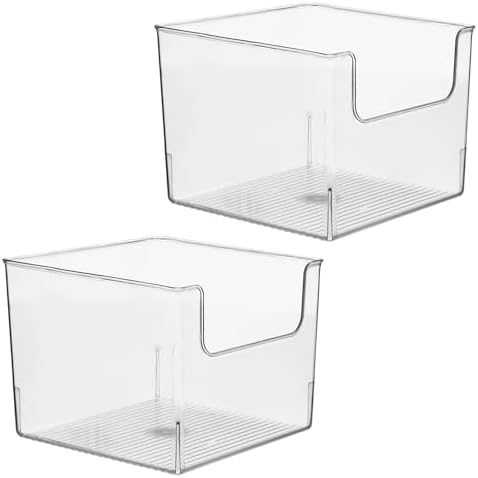 iDesign Open-Front Storage Bin, Set of 2, Clear