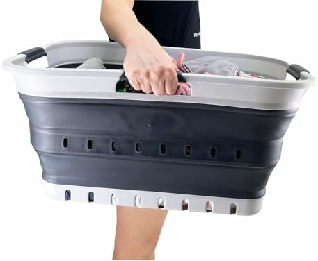 SAMMART 42L (11 gallon) Collapsible Plastic Laundry Basket - Foldable Pop Up ...