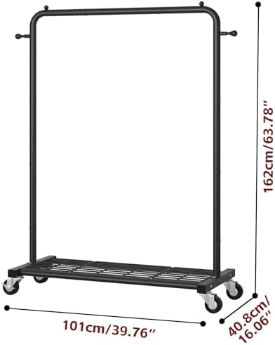 Sywhitta Metal Clothing Rack on Wheels with Mesh Shelf, for Clothes,Black