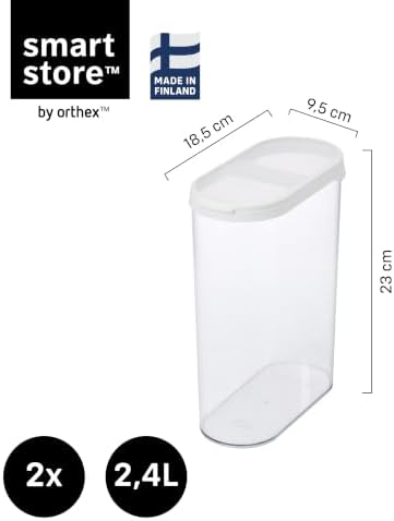 SmartStore Cereal Storage Containers, Set of 2x 2.4 L | Stackable, Clear, Fli...