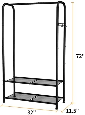 SINGAYE Wardrobe Standing Closet Clothing Rack With Shelf Hanging Clothes