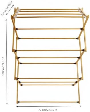 FJO Foldable Bamboo Clothes Drying Rack, 3-Tier Collapsible Laundry Clothes H...