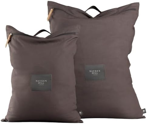Hayden Hill Luxury Organic Cotton Travel Laundry Bags, Small & Large 2 Pack