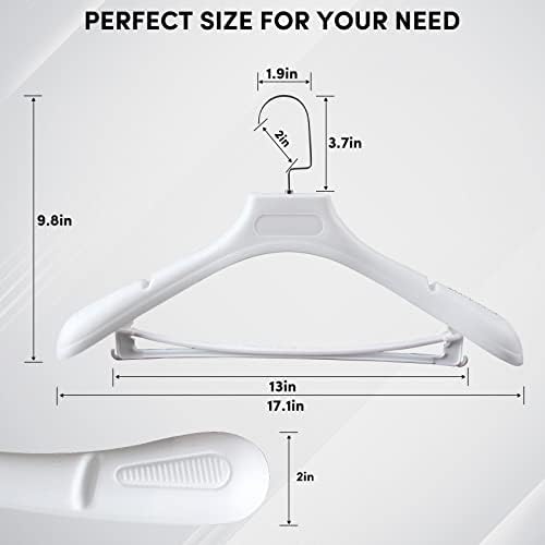 DEDU Suit Hangers for Men 15 Pack Width 17.1", White Coat Hangers no Sho...
