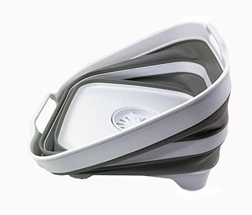 SAMMART 10L (2.64 Gallon) Collapsible Dishpan with Draining Plug - Foldable W...