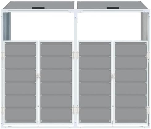 vidaXL Wheelie Bin Storage for Double Bins Gray 56.7"x31.9"x44.5&qu...