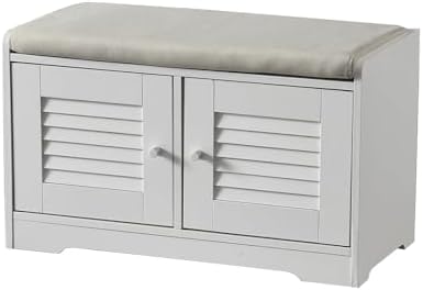 SOFTSEA Shoe Storage Bench with Cushion, 28.7" Entryway Bench with 2 Doo...