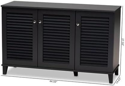 BOWERY HILL Contemporary Wood 8-Shelf Shoe Cabinet, Dark Gray Finish, Solid a...