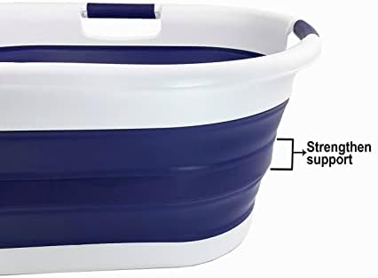 SAMMART 40L (10.5 gallon) Collapsible Plastic Laundry Basket - Foldable Pop U...