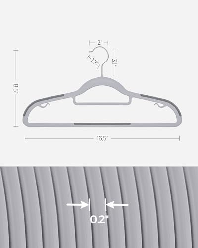 SONGMICS Pack of 50 Coat Hangers, Space-Saving Plastic Clothes Hangers