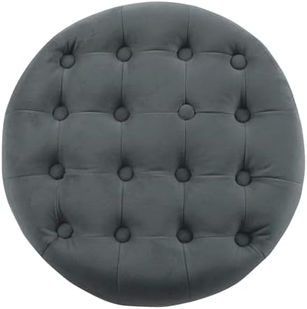 Homepop Home Decor | Upholstered Round Velvet Tufted Foot Rest Ottoman | Otto...