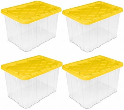 Large Industrial Storage Bins with Lids, 27 Gallon Clear Plastic Tote for Gar...
