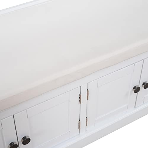 GDFStudio Jasd Storage Bench with 4 Doors and Adjustable Shelves, Removable C...