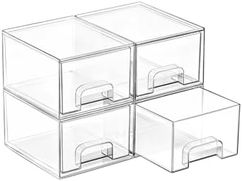 Vtopmart Clear Under Sink Organizer, 8 Pack Stackable Storage Drawers Set Des...