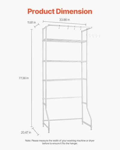 VEVOR Over the Washer and Dryer Storage Shelf, 3 Tier Laundry Room Drying Rac...