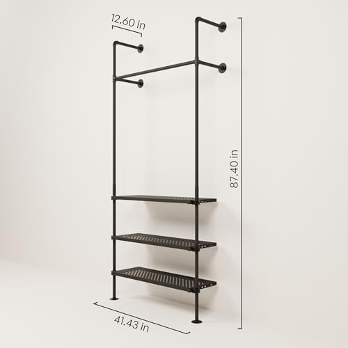 pamo Wall Mounted Clothing Rack with Metal Sheves – 41" W × 87" H, ...